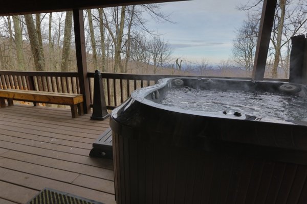 Hot Tub with Wood Bench