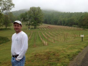 Winemaker Jeff Louden with Cabernet Franc vines Photo Credit: Cobbler Mountain Cellars